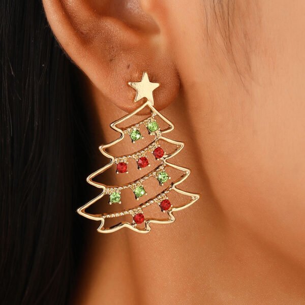 Colorful Zircon Christmas Tree Earrings - Festive Party Jewelry for Women - Image 4