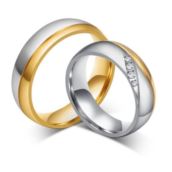 Romantic Wedding Rings For Lover Gold-Color Stainless Steel Couple Rings For Engagement Party Jewelry Wedding Bands