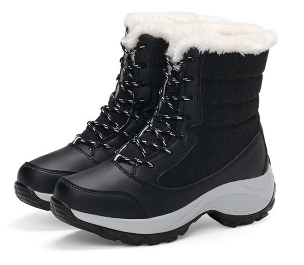 Snow Boots Female High To Help Waterproof Ladies Cotton Shoes Boots Plus Velvet Shoes - Image 4