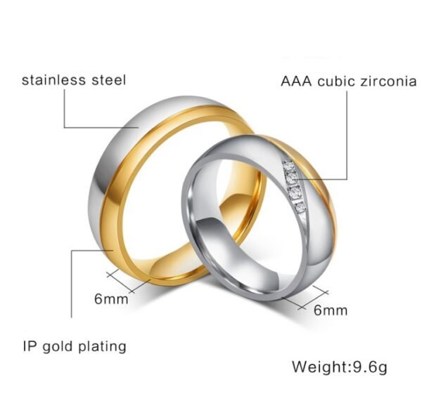 Romantic Wedding Rings For Lover Gold-Color Stainless Steel Couple Rings For Engagement Party Jewelry Wedding Bands - Image 4