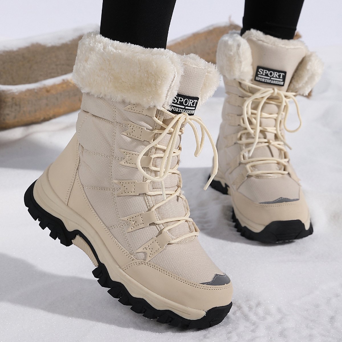 Women's Waterproof and Insulated Long Outdoor Boots with Thick Fur Lining