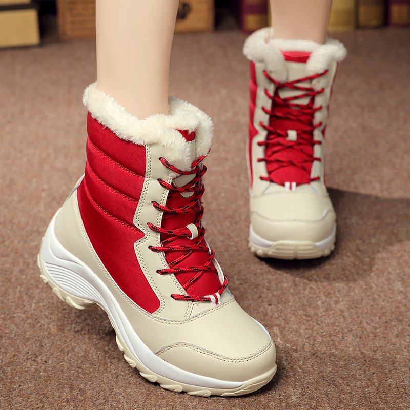 Snow Boots Female High To Help Waterproof Ladies Cotton Shoes Boots Plus Velvet Shoes