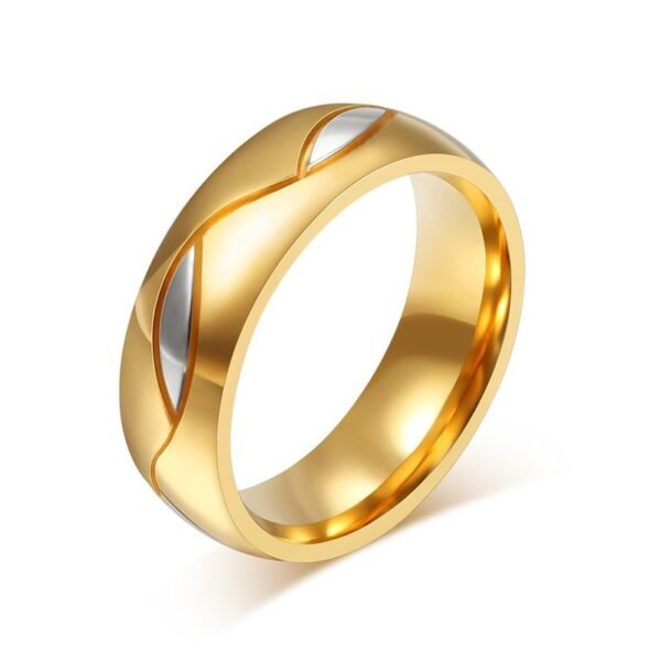 Classic Couple Rings For Lover's Cubic Zirconia Wedding Ring Gold-Color Stainless Steel Anel Jewelry - Image 2