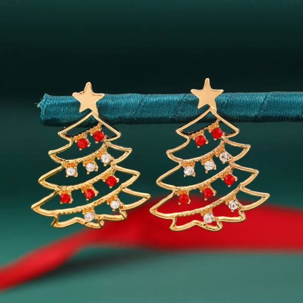 Colorful Zircon Christmas Tree Earrings - Festive Party Jewelry for Women - Image 2