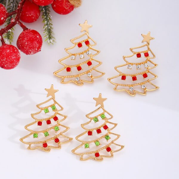 Colorful Zircon Christmas Tree Earrings - Festive Party Jewelry for Women - Image 6