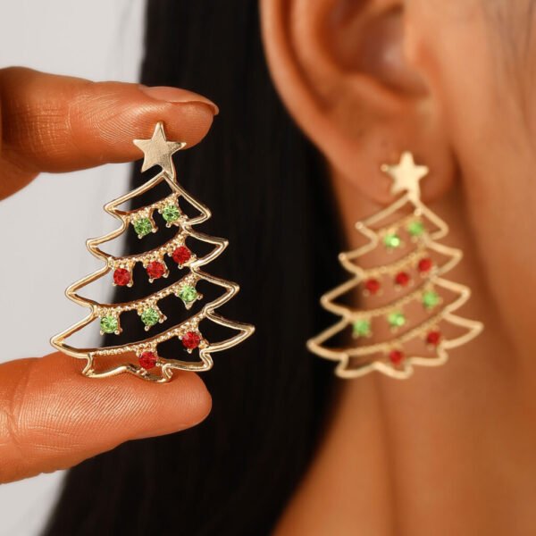 Colorful Zircon Christmas Tree Earrings - Festive Party Jewelry for Women