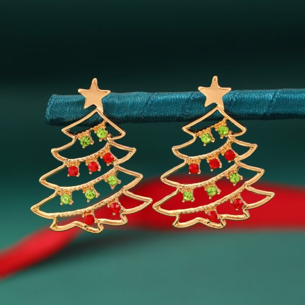 Colorful Zircon Christmas Tree Earrings - Festive Party Jewelry for Women - Image 3