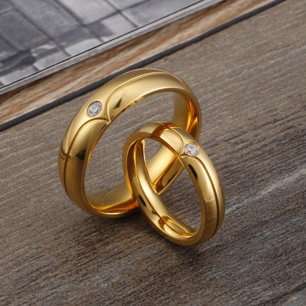 Fashion Stainless Steel Geometric Couple Rings - Image 3